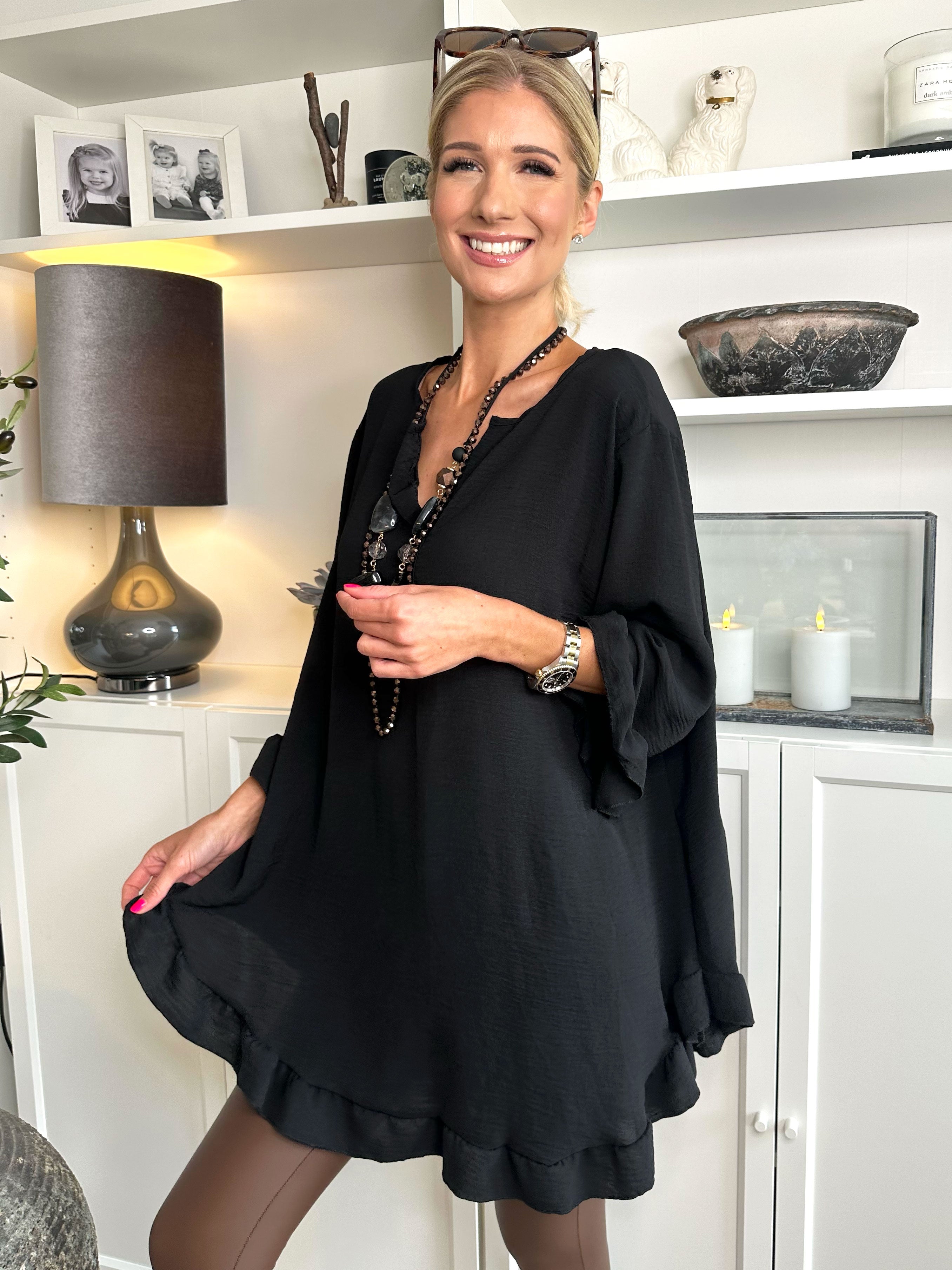 Mio Long - Sød tunika med flæsekanter